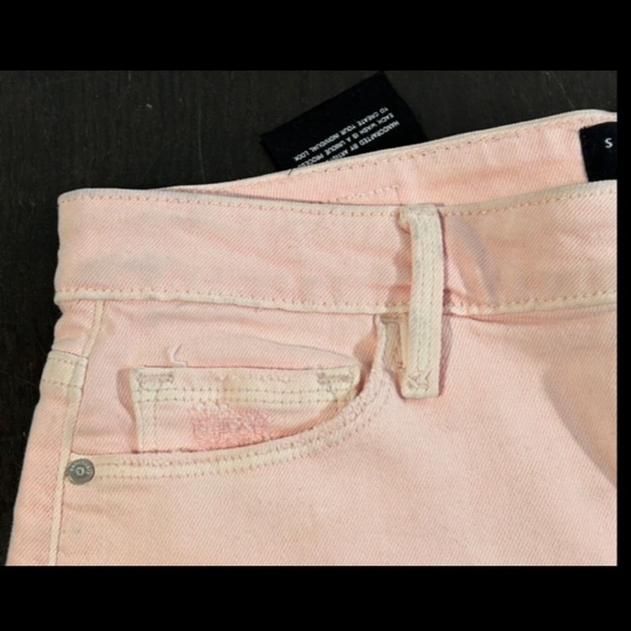 Sanctuary Cherry Blossom Midi Slit Distressed Denim Shorts Pink Size 28 - Picture 5 of 16